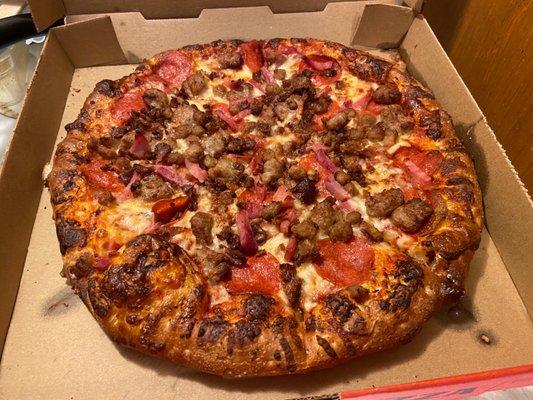 All meat pizza