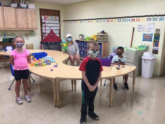 Our Koala class are having a blast in their masks with friends!