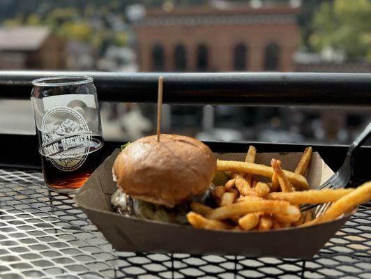 Hey chilly burger and fries with Amber