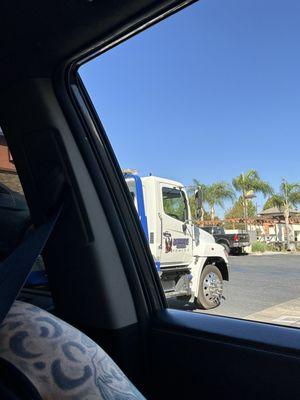 Front of the truck with the company name