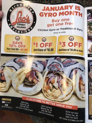 January is Gyro month ---BOGO FREE!