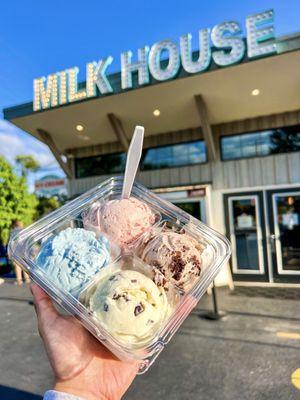 Triple Strawberry, Blue Moon, Cookies & Cream, Mint Chip