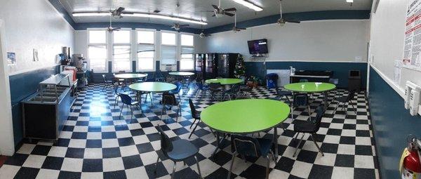 This dinning room where we eat and watch TV sports movies