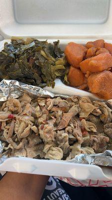 Greens, yams, chitterlings