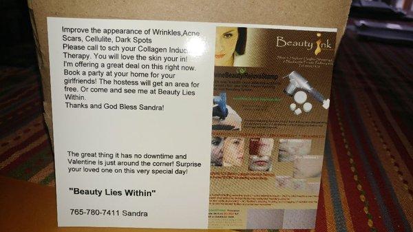 Helping you to love the skin your in! Valentine is around the corner.
 
 765-780-7411.