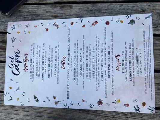 Food menu