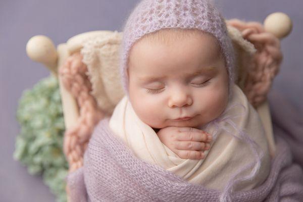 Two month old newborn baby, photographed in studio