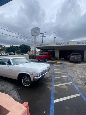 Just picked up my 65 impala from getting all front lower suspension bushings and new heavy duty spring coils.