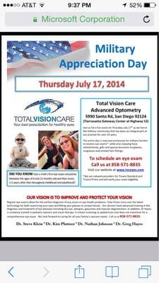 Military Appreciation Day Flyer for 7/17/14.