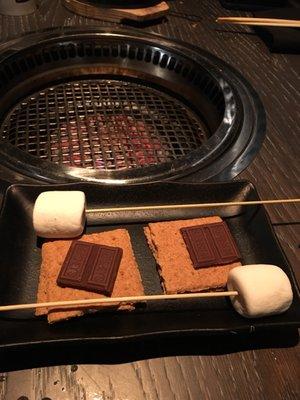 S'mores dessert made at the table