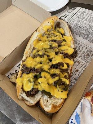 Cheesesteak Supreme* with cheese whiz and no green pepper