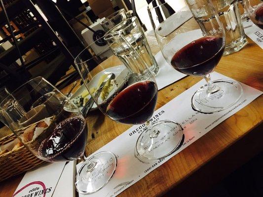 Pinot Noir wine flight