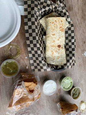 Steak Flour Quesadilla with chips and salsa