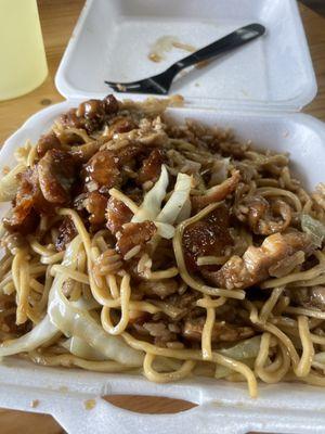 1. Chicken teriyaki with half Fried Rice and Half noodles