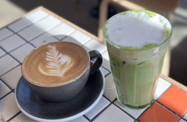 Latte & matcha cloud (basically, matcha with a sweet cream cold foam)