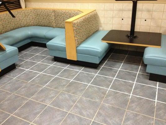 A little Shelby Township diner. You can see before & after. The clean white grout makes the floor look new.