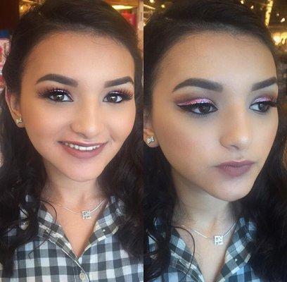 Pink Glitter Cut Crease For Homecoming!!