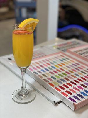 Complimentary mimosas