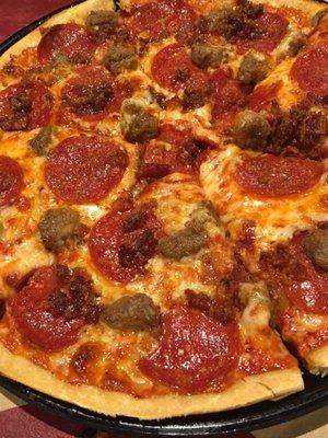 Pizza pie! (Pepperoni, Sausage, and Bacon)