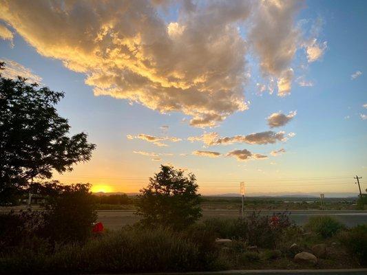 Sunset view from front patio! Back patio wasn't open.