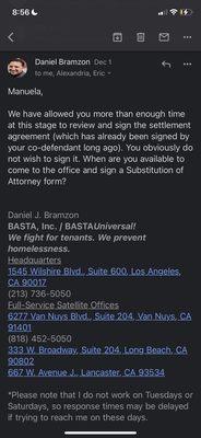 I asked for financial compensation for the years of gratuitous legal issues and they would rather DROP me than get me $$$.