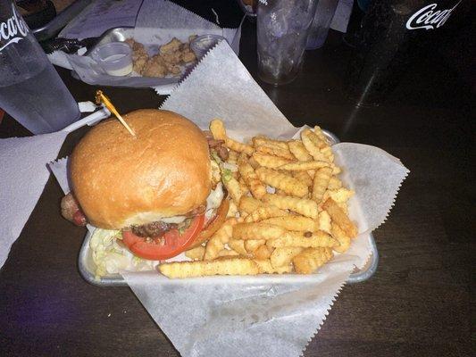 Paradise Burger with fries