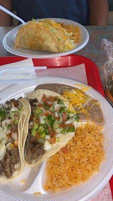 Carne asada taco combo & hard shredded beef taco combo Plate 8 Plate 2