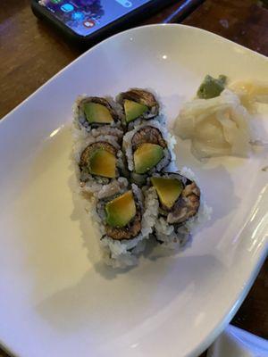 Dragon roll with eel and avocado