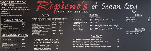 The menu.