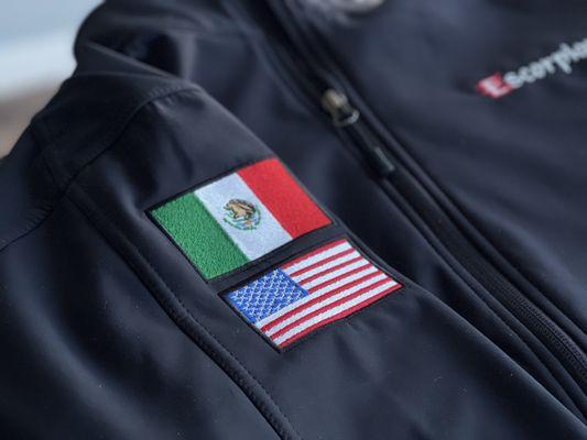 Mexican and American flag. Personalized for an individual walk-in.