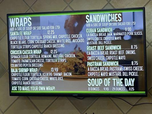 Menu- Wraps/Sandwiches