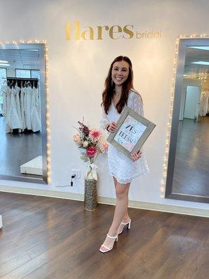 My "I said YES to the dress" photo! Flares Bridal is the best!