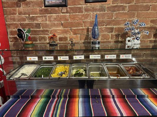 Salsa and toppings bar