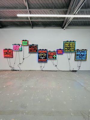 Neon signs. Patrick Martinez exhibit. Read them!