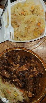 Oxtails and beans/rice w side of cabbage.