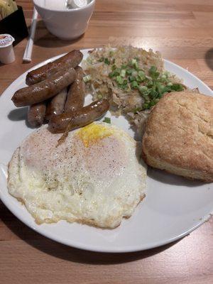 Traditional breakfast, with extra order of sausage