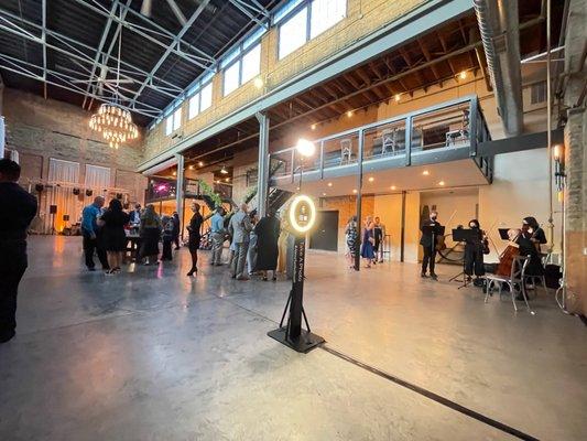 Second view of main room with sky lights and Alexa Photo Booth Rental