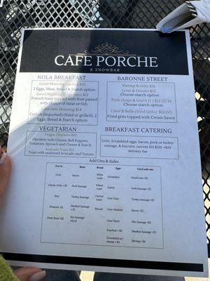 breakfast menu