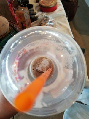 Ordered a frozen coffee from this location this morning and this was at the bottom of my cup.