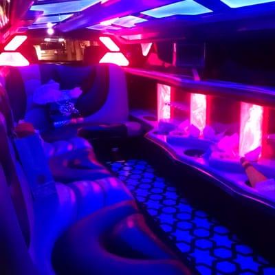 Modern Trendy interiors in all our limo's. 300M 2014 interior.