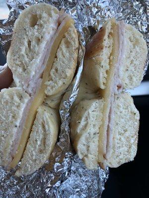 Turkey Havarti on an asiago bagel. Good, but very basic. Go elsewhere for bagel sandwiches.