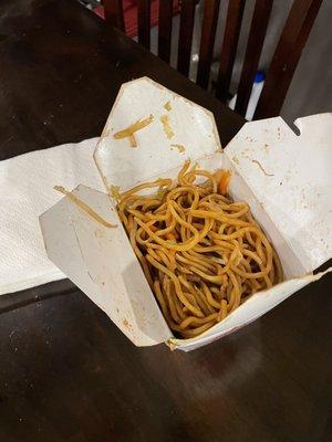 Chicken Lo Mein (after 2 People had eaten from it) notice still good portion left