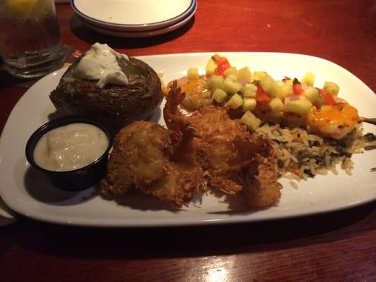 Coconut shrimp with pineapple dipping sauce and spicy pineapple grilled shrimp!