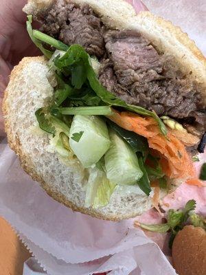 Shaken Beef Banh Mi Poboy minus the onion