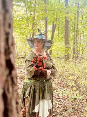 Pieces of Jayde founder Jayde McAloon in the forest, gathering goblins