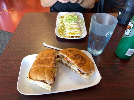 Burrito de al pastor and a torta suprema