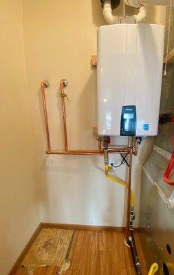 Tankless natural gas water heater install