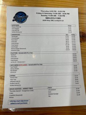 Menu 3/24/23