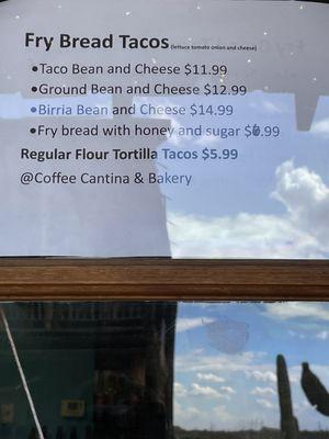 Taco menu