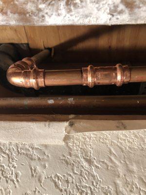 Spliced in new copper pipe. No more leak!